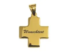 Kreuzanhänger aus Edelstahl Farbton Gold • Personalisierbar