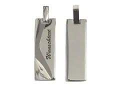 Anhänger Quader aus Edelstahl Farbton Silber • Personalisierbar