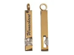 Anhänger Stab aus Edelstahl Farbton Rosé mit weißem Kristall • Personalisierbar