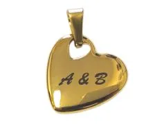 Anhänger Herz klein aus Edelstahl Farbton Gold • Personalisierbar