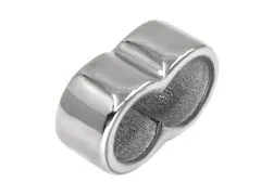 Spacer - Zwischenstück aus Edelstahl für Schnüre 2 x Ø 4,0 mm • Silber glänzend