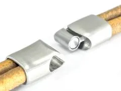 Magnetverschluss Edelstahl für Schnüre 2 x Ø 5,0 mm • Silber matt