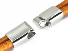 Magnetverschluss Edelstahl für Schnüre 2 x Ø 4,0 mm • Silber glänzend