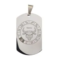 Anhänger Dog Tag Edelstahl mit Sternzeichen • Personalisierbar