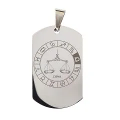 Anhänger Dog Tag Edelstahl mit Sternzeichen • Personalisierbar