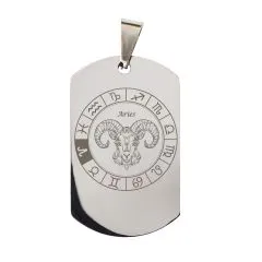 Anhänger Dog Tag Edelstahl mit Sternzeichen • Personalisierbar