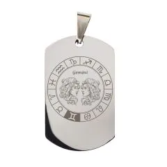 Anhänger Dog Tag Edelstahl mit Sternzeichen • Personalisierbar