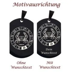 Anhänger Dog Tag Edelstahl mit Sternzeichen • Personalisierbar
