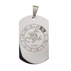 Anhänger Dog Tag Edelstahl mit Sternzeichen • Personalisierbar