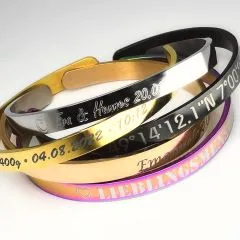 Edelstahl Armspangen 5 Farben, 6 + 9 mm • Personalisierbar