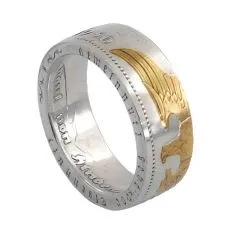 Münzring Deutsches Reich 5 Reichsmark Adler 1936-39 Silber 900er Größe 52 bis 72 - 24K teilvergoldet • Finish Silber