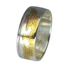 Münzring 5 Reichsmark teilvergoldet