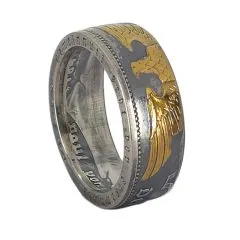 Münzring Deutsches Reich 5 Reichsmark Adler 1936-39 Silber 900er Größe 52 bis 72 - 24K teilvergoldet • Finish Vintage