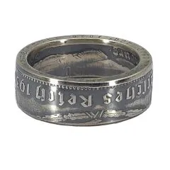 Münzring Deutsches Reich 5 Reichsmark Adler 1936-39 Silber 900er Größe 52 bis 72 - 24K teilvergoldet • Finish Vintage