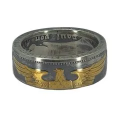 Münzring Deutsches Reich 5 Reichsmark Adler 1936-39 Silber 900er Größe 52 bis 72 - 24K teilvergoldet • Finish Vintage