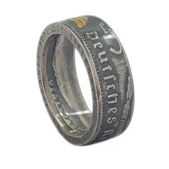 Münzring Deutsches Reich 5 Reichsmark Adler 1936-39 Silber 900er Größe 52 bis 72 - 24K teilvergoldet • Finish Vintage