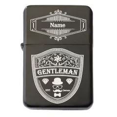 Benzinfeuerzeug mit Gravur • GENTLEMAN • Schwarz