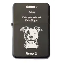 Benzinfeuerzeug mit Gravur • HUNDERASSEN • Schwarz