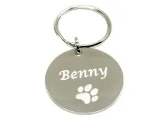 Dog Tag aus Edelstahl mit Spaltring mit Diamantgravur