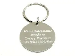 Dog Tag aus Edelstahl mit Spaltring mit Diamantgravur