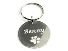 Dog Tag aus Edelstahl mit Spaltring mit Diamantgravur