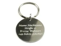 Dog Tag aus Edelstahl mit Spaltring mit Diamantgravur