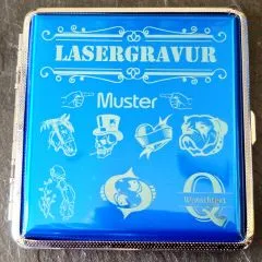 Zigarettenetui mit Gravur für 20 Zigaretten WUNSCHTEXT • Farbe Blau • Lasergravur