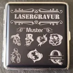 Zigarettenetui mit Gravur für 20 Zigaretten WUNSCHTEXT • Farbe Schwarz • Lasergravur