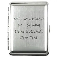 Zigarettenetui mit Gravur für 16 Zigaretten WUNSCHTEXT • Silber gebürstet • Lasergravur