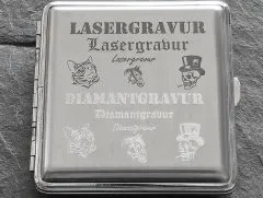 Zigarettenetui mit Gravur für 20 Zigaretten MONOGRAMM 01 • Silber gebürstet • Lasergravur