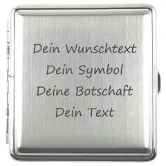 Zigarettenetui mit Gravur für 20 Zigaretten WUNSCHTEXT • Silber gebürstet • Lasergravur