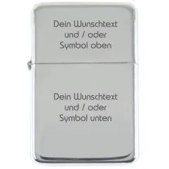 Benzinfeuerzeug mit Gravur • WUNSCHTEXT / EIGENER ENTWURF • Chrome
