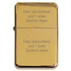 Benzinfeuerzeug mit Gravur • WUNSCHTEXT / EIGENER ENTWURF • Gold Metallic