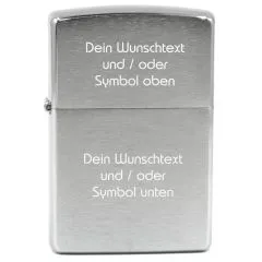 Benzinfeuerzeug mit Gravur • WUNSCHTEXT / EIGENER ENTWURF • Zippo Silber gebürstet