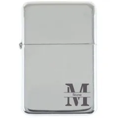 Benzinfeuerzeug mit Gravur • MONOGRAMM 02 • Chrome