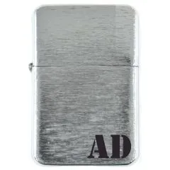 Benzinfeuerzeug mit Gravur • MONOGRAMM 01 • Silber gebürstet