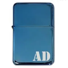 Benzinfeuerzeug mit Gravur • MONOGRAMM 01 • Blau Metallic