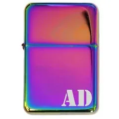 Benzinfeuerzeug mit Gravur • MONOGRAMM 01 • Rainbow Metallic