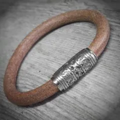 Lederarmband Ø 8 mm mit Edelstahl Magnetverschluss • Personalisierbar