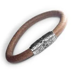 Lederarmband Ø 8 mm mit Edelstahl Magnetverschluss • Personalisierbar