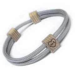 Segeltau Armband Ø 2 x 4 mm verstellbar mit Holz Slider • Farbauswahl personalisierbar
