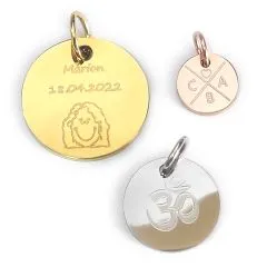 Anhänger mit Gravur aus Edelstahl 10, 15 & 20 mm Diamantgravur