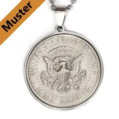 Anhänger Rohling Edelstahl Ø 30,6 mm - USA 1/2 Dollar • Personalisierbar, Farbton Silber