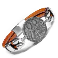 Münzarmband aus Leder Deutschland 5 DM Silberadler 1951 - 1974