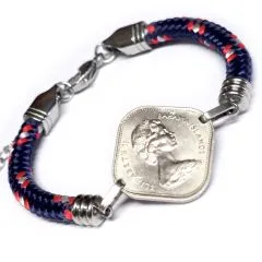 Münzarmband Bahama Islands HIBISKUS & ELIZABETH II - 15 Cents 1966 bis 1970 • Farbauswahl