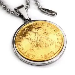 Münzanhänger Portugal KARAVELLE • 5 Escudos 1963 - 1986 vergoldet personalisierbar