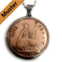 Anhänger Rohling Edelstahl Ø 30,8 mm - Großbritannien 1 Penny 1937 - 1970 • Personalisierbar