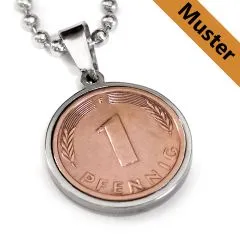 Anhänger Rohling Edelstahl Ø 16,5 mm - Deutschland 1 Pfennig 1948 - 2001 • Personalisierbar