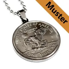 Anhänger Rohling Edelstahl Ø 26,5 mm - USA 1 Dollar Sacagawea, SBA, Präsidenten • Personalisierbar, Farbton Silber