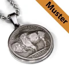 Anhänger Rohling Edelstahl Ø 21,2 mm - USA 5 cents Buffalo Nickel • Personalisierbar